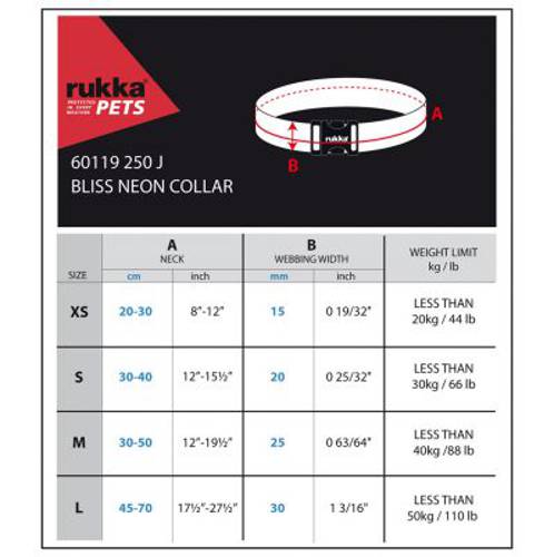 Rukka® Bliss Neon obroża, żółta Roz. M, obwód szyi: 30 - 50 cm, szer.: 25 mm