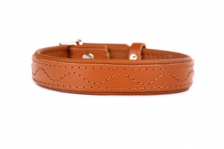 Obroża skóra Premium Fala - Brąz-Brąz 1401 40MM 62CM 41-57CM