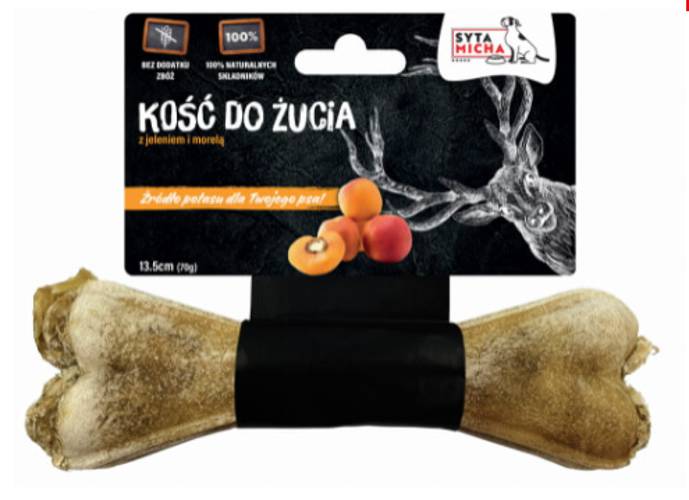Kość do żucia z jeleniem i morelą 13,5 cm Syta Micha