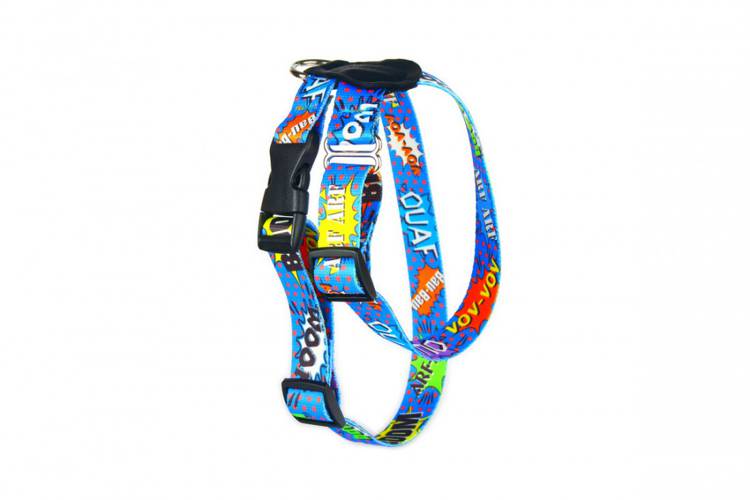 Szelki ze skórą - Graffiti Niebieskie 0775 20MM 36-60CM