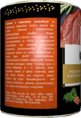Psiastki - 90% Koniny z marchewką 400g
