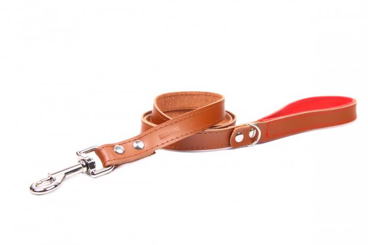 Smycz Skóra Premium – Brąz/Czerwony 1252 10MM 120CM