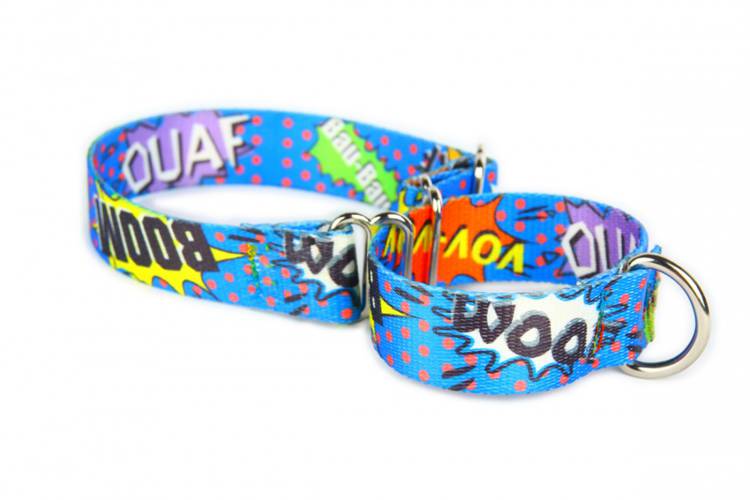 Obroża Zaciskowa Martingale - Graffiti Niebieskie 0565 15MM 20-34CM