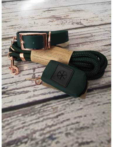 Smycz Linowa Przepinana dla psa/kota 3m S Dzika Zieleń