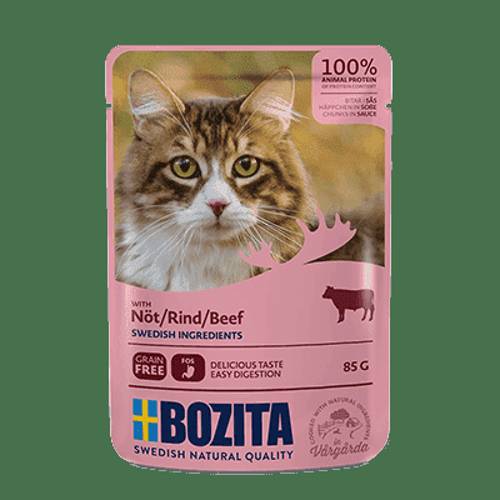 BOZITA kawałeczki mięsa w sosie z wołowiną dla kota saszetka 85g