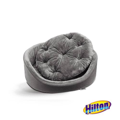 Hilton Legowisko szare owalne z poduszką 61x51x16cm dla psa