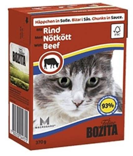 BOZITA Mięsne kawałeczki w sosie z wołowiną  dla kota Tetra Recart 370g
