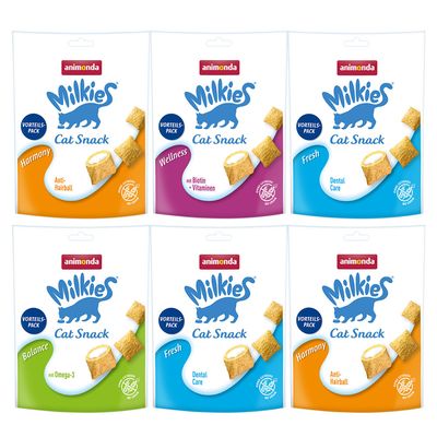 Pakiet mieszany animonda Milkies chrupiące poduszeczki, 120 g