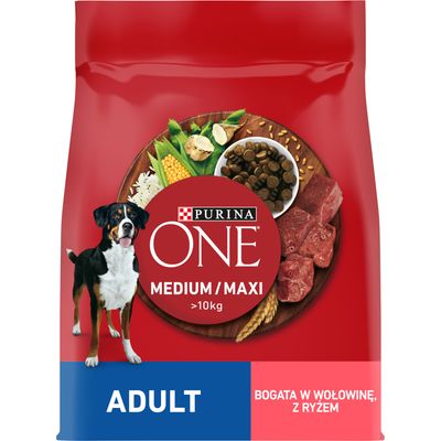 Purina ONE Medium/Maxi Adult, wołowina i ryż
