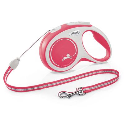 flexi New Comfort, smycz linkowa, czerwona, 8 m