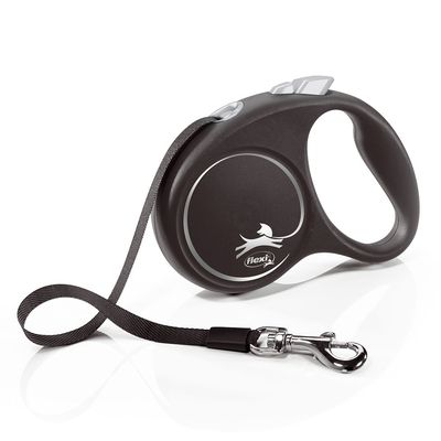 flexi Black Design smycz taśmowa, czarna, 5 m