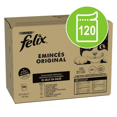 Megapakiet Felix Classic, saszetki w galarecie lub w sosie, 120 x 85 g