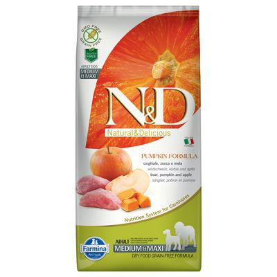 Farmina N&D Grain Free Adult Medium & Maxi, dzik z dynią i jabłkiem