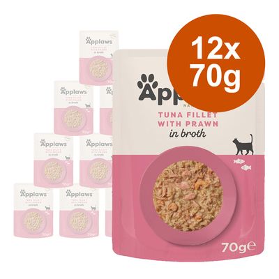 Applaws Natural, saszetki w bulionie, 12 x 70 g