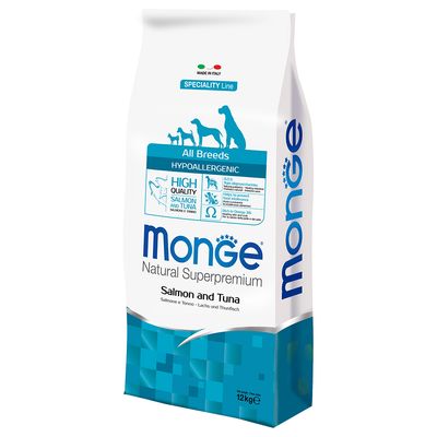 Monge Superpremium dla wszystkich ras hipoalergiczna z łososiem i tuńczykiem