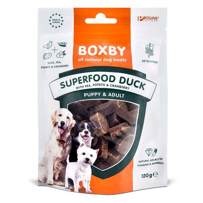 Boxby Superfood Puppy & Adult, kaczka z groszkiem, ziemniakami i żurawiną