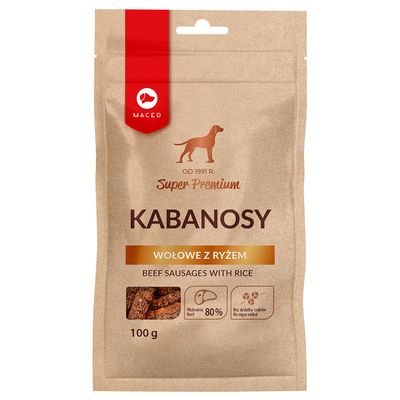 Maced Super Premium, kabanosy wołowe z ryżem