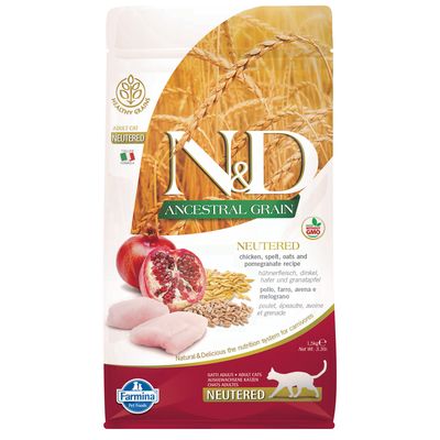 Farmina N&D Ancestral Grain Neutered, kurczak i owoc granatu