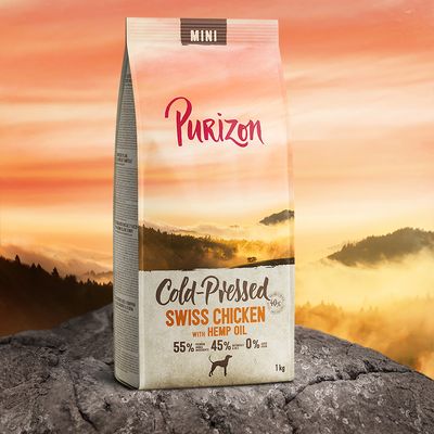 Purizon Coldpressed Mini, kurczak szwajcarski z olejem konopnym