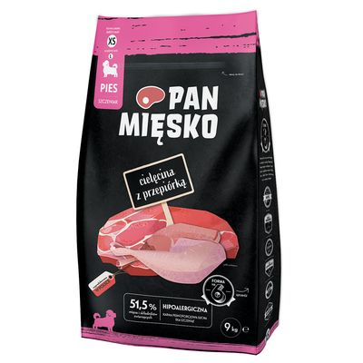 Pan Mięsko XS Puppy, cielęcina z przepiórką