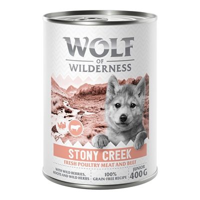 Wolf of Wilderness Junior "Expedition" Stony Creek - drób z wołowiną, 1 x 400 g