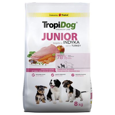 Tropidog Premium Junior Small & Medium, indyk i ryż