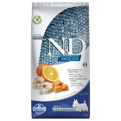 Farmina N&D Ocean Adult Mini, dorsz z dynią i pomarańczą