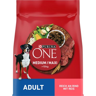 Purina One Medium/Maxi Adult, wołowina z ryżem