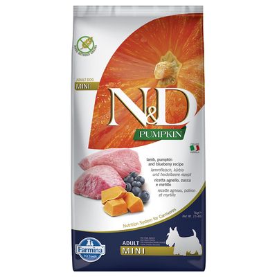 Farmina N&D Pumpkin Adult Mini, jagnięcina z dynią i czarną borówką