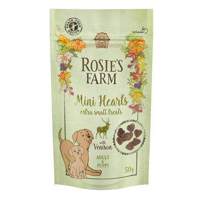 Rosie's Farm Snacks Puppy & Adult "Mini Hearts", dziczyzna