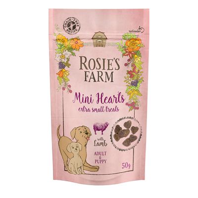 Rosie's Farm Snacks Puppy & Adult "Mini Hearts", jagnięcina