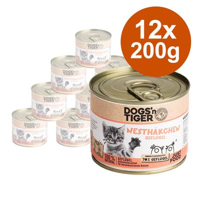 Korzystny pakiet Dogs'n Tiger Junior Cat, 12 x 200 g