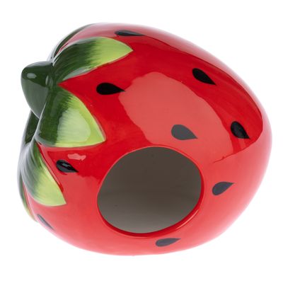 TIAKI Ceramiczny domek dla chomików i myszy, truskawka