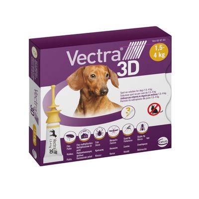 Vectra 3D dla psów, XS (1,5-4 kg), preparat na pchły, kleszcze, komary i moskity
