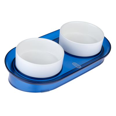 TIAKI podwójna miska ceramiczna Deep Sea