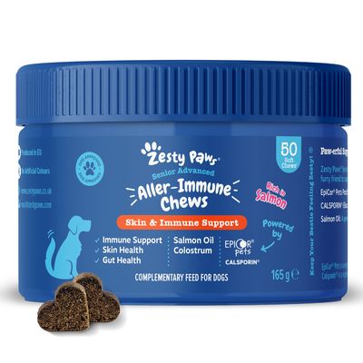Zesty Paws Senior Aller-Immune Chews, z łososiem