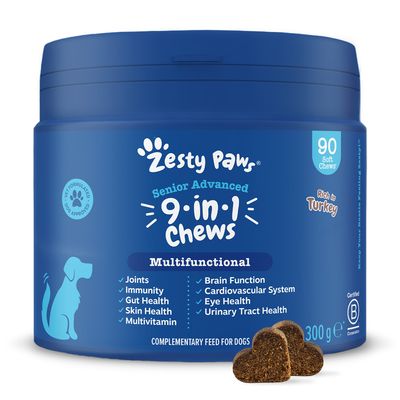 Zesty Paws Senior Advanced 9-in-1 Chews, z indykiem