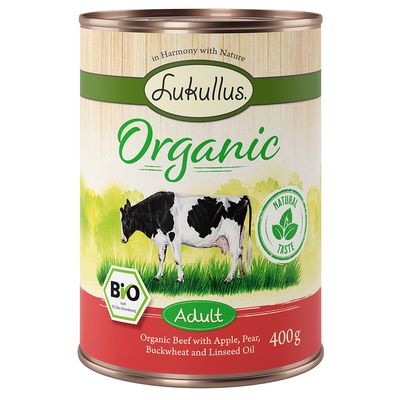 Lukullus Organic Adult, wołowina z jabłkiem (bez glutenu)