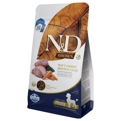 N&D Dog Brown Adult Mini, jagnięcina, marchew i spirulina