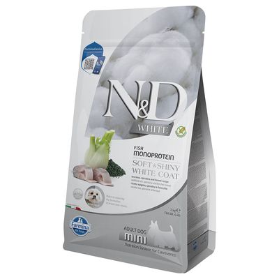 Farmina N&D Dog Adult Mini White, z labraksem, koprem włoskim i spiruliną