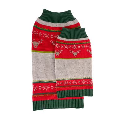 TIAKI trójkolorowy sweter w renifery dla psa