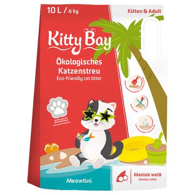 KittyBay ekologiczny żwirek dla kota Meowtini, biały maniok