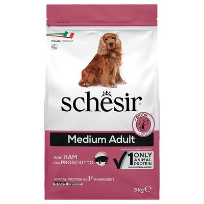Schesir Dog Medium Adult, z szynką