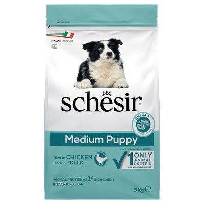 Schesir Dog Dry Medium Puppy, z kurczakiem