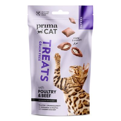 PrimaCat Crunchy Treats Skin & Coat, drób i wołowina