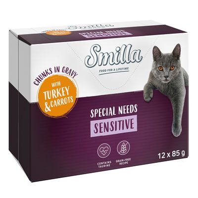 Smilla Adult Sensitive kawałeczki w sosie z warzywami, saszetki