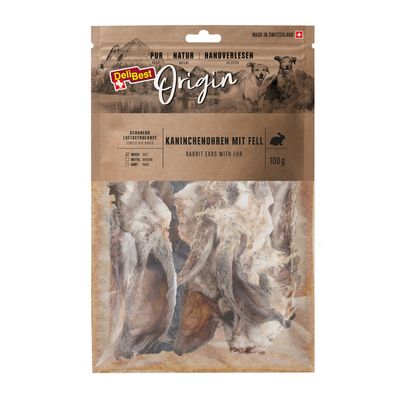 DeliBest Origin królicze uszy z sierścią