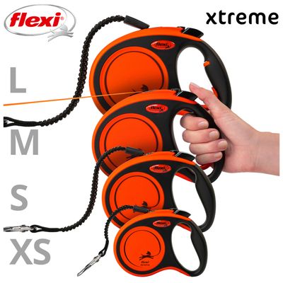 flexi Xtreme, zwijana smycz, pomarańczowa, 3 m
