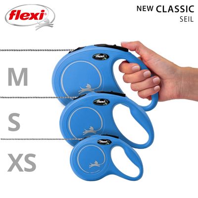 flexi Classic smycz linkowa, niebieska, 5 m