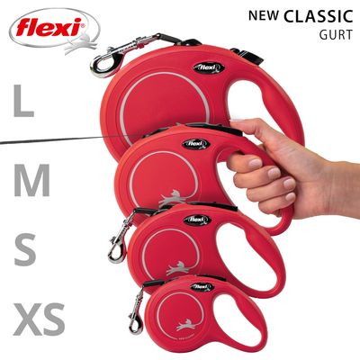flexi Classic smycz taśmowa, czerwona, 3 m